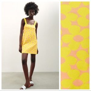 Neon Yellow & Pink Retro Floral Mini Dress. Zara size S